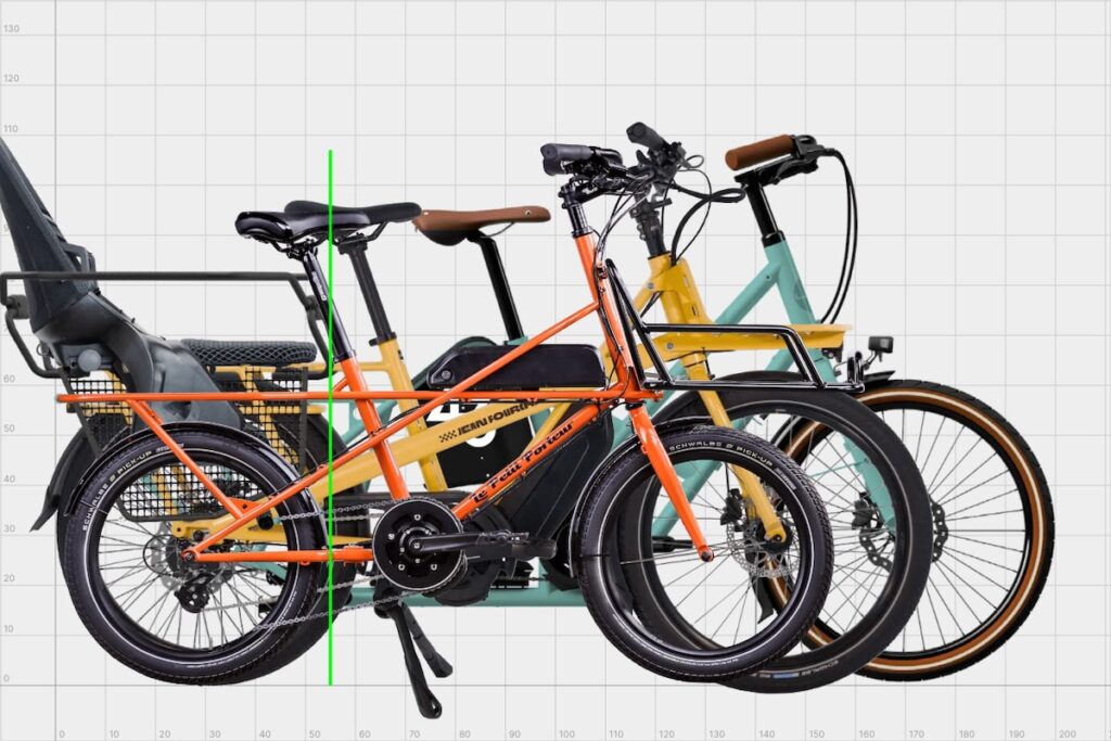 Dimensions techniques vélo longtail 200cm, midtail 175cm shorttail 155cm
