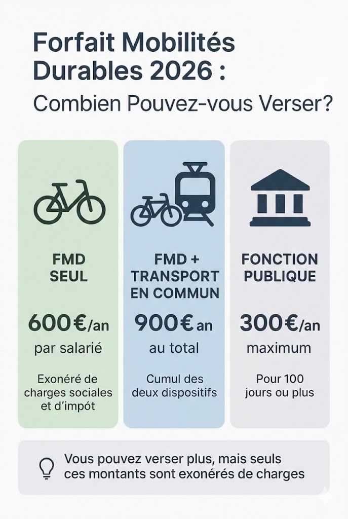 Montants du forfait mobilités durables 2026 pour les entreprises