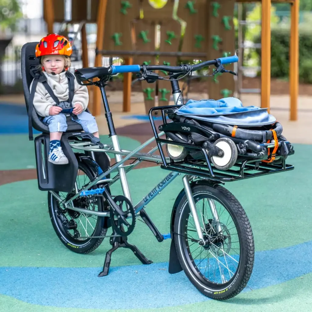 Vélo cargo shortail Petit Porteur Shorty avec rack avant, cadre acier chromoly noi