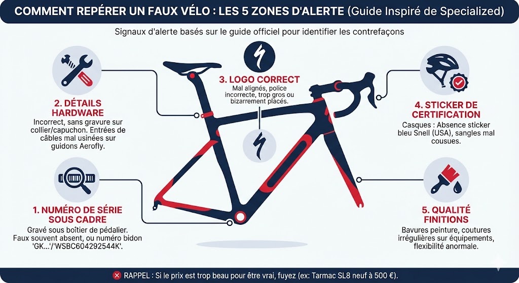 Infographie pour éviter les vélos contrefaits