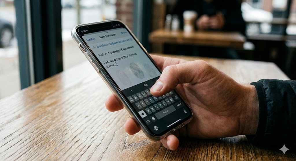 Exemple d'email de signalement de produit Specialized suspect aux services de sécurité de la marque