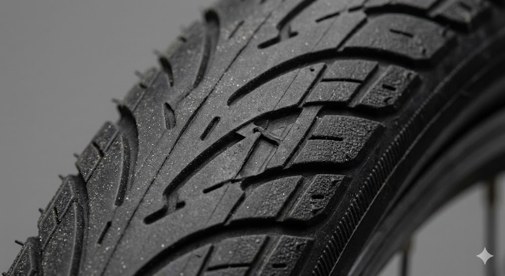 Témoin d'usure sur pneu vélo à vérifier avant l'hiver