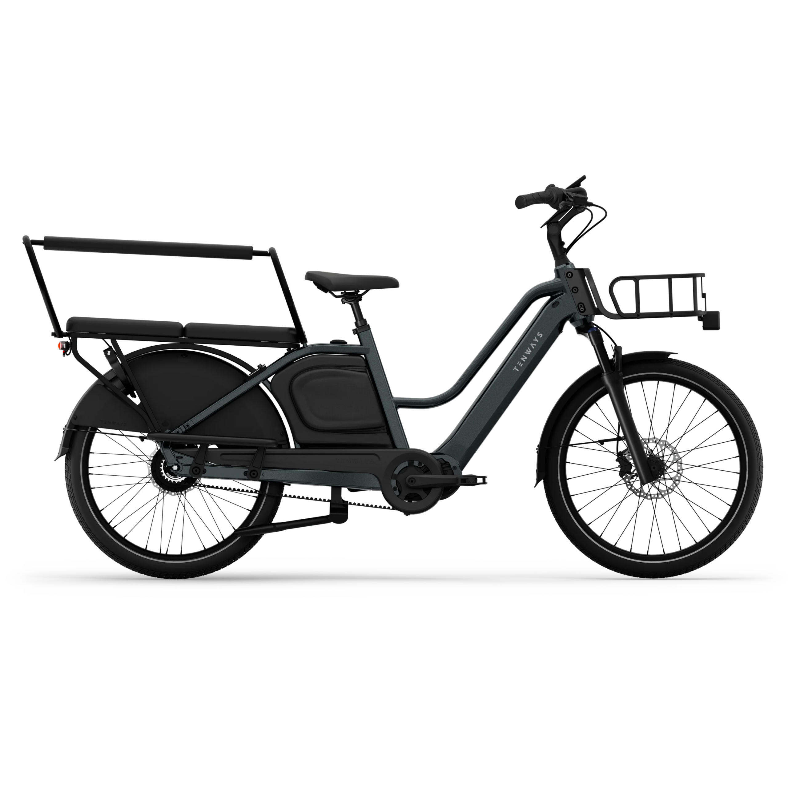 Tenways Longtail Duo longtail électrique familial Galaxy Grey - vue de profil