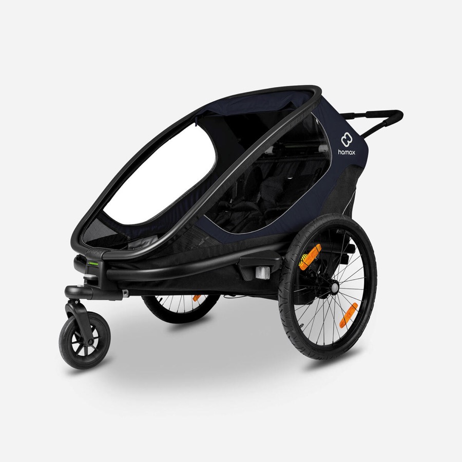 Remorque vélo enfant Hamax Pioneer Navy Blue convertible vélo, poussette et ski