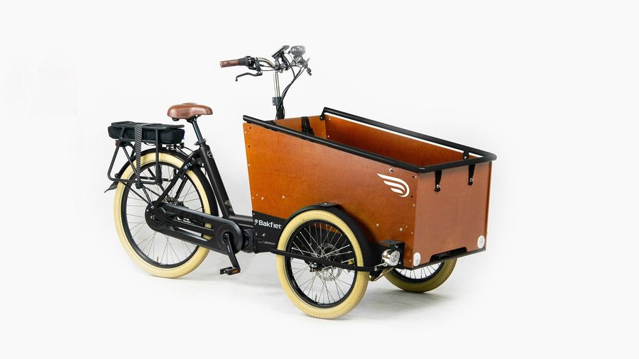 Bakfiets Triporteur Classic Narrow Steps, triporteur électrique hollandais à caisse en bois