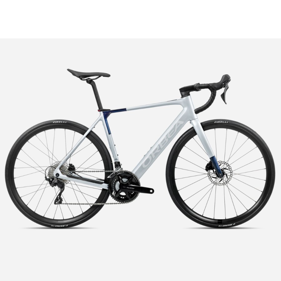 Vélo de route électrique Orbea Gain M30 blanc et bleu