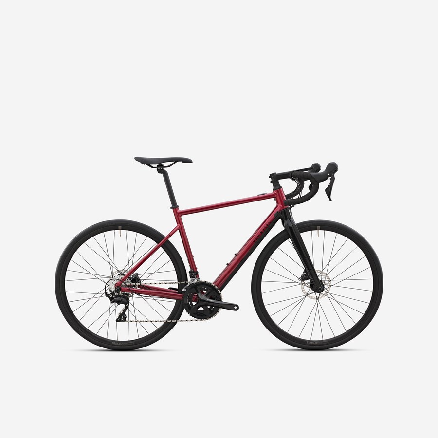 Vélo de route électrique Van Rysel E-EDR AF de Decathlon, cadre rouge