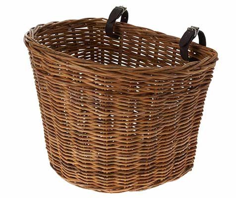 Panier vélo en osier Basil avec sangles cuir