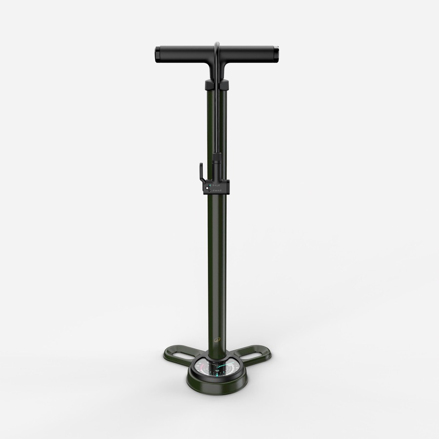 Pompe à vélo à pied Decathlon 900 HV avec manomètre de 100 mm et base à trois pieds