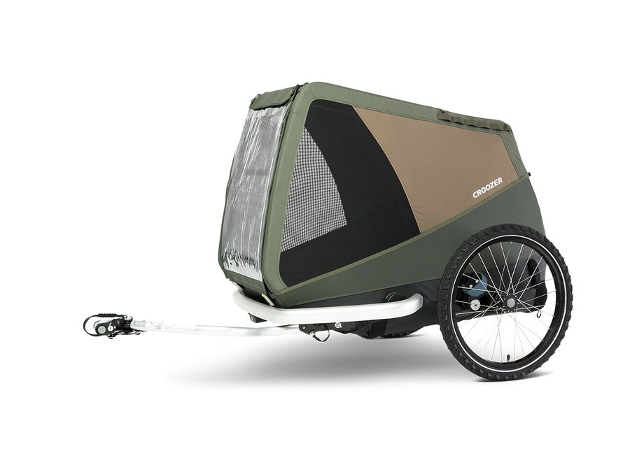 Remorque vélo chien Croozer Dog Mikke XL, verte et beige, pour les grands chiens